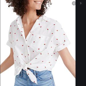 Madewell Embroidered Strawberry Shirt